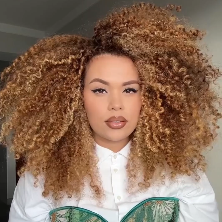 Honey Blonde Ombre Afro Kinky Curly Wig - Glueless 13x4 HD Lace Frontal Jerry Curly Wigs for Women High Density Big Hair- Rafarada