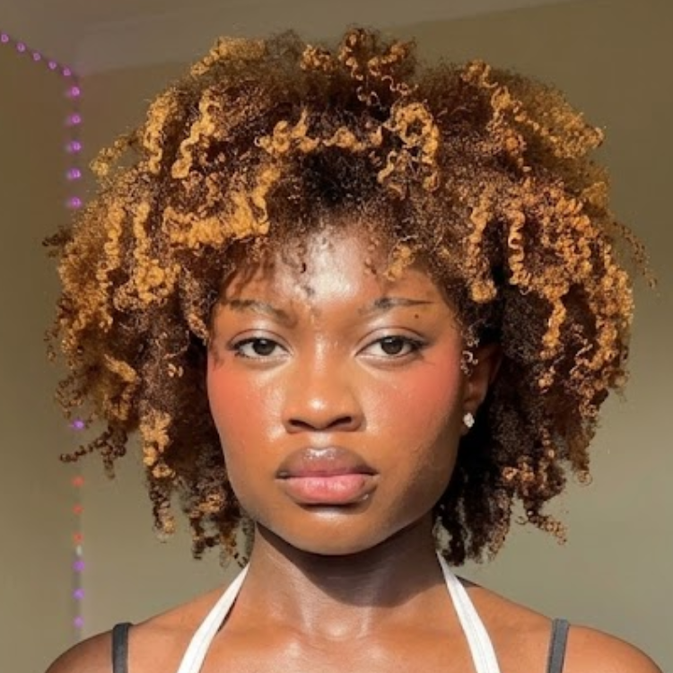 Honey Blonde Ombre Kinky Curly Wig with Bangs Glueless Afro Coily Human Hair Wig for Women- Rafarada