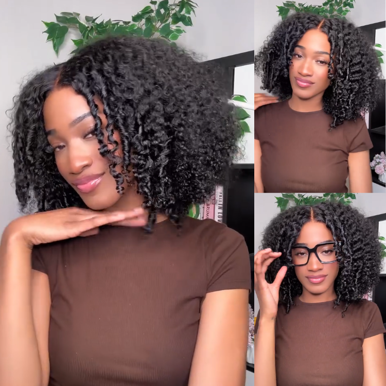 Jerry Curly Lace Front Human Hair Wigs for Women 13x4/4x4 HD Transparent Lace Closure Wig Pre-Plucked with Baby Hair Natural Black Kinky Curly Glueless Wig - Rafarada