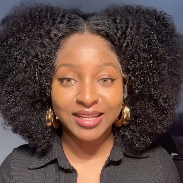 Natural Black Kinky Curly Lace Front Wig - Voluminous 4C Afro Curly Glueless Human Hair Wig - Rafarada