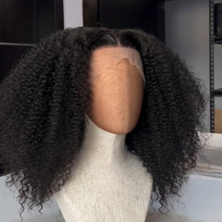 Kinky Curly Kinky Lace Front Human Hair Wigs Natural Black HD Transparent Lace Frontal Volume Wig 100% Human Hair Wigs for Women- Rafarada