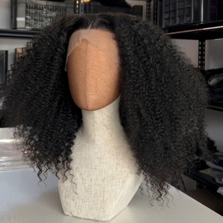 Kinky Curly Kinky Lace Front Human Hair Wigs Natural Black HD Transparent Lace Frontal Volume Wig 100% Human Hair Wigs for Women- Rafarada