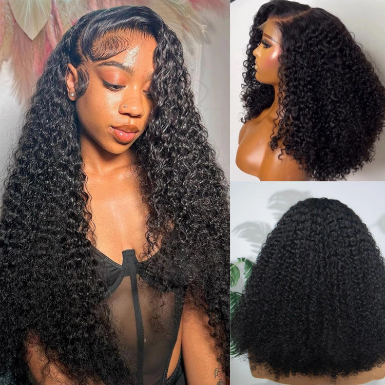 Kinky Curly Human Hair Wigs Prelucked Hairline For Women 4x4 Lace Closure Wig - Rafarada