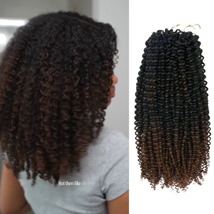 Natural Black to Dark Brown Ombre Kinky Curly Crochet Hair 100% Human Hair Extensions - Rafarada