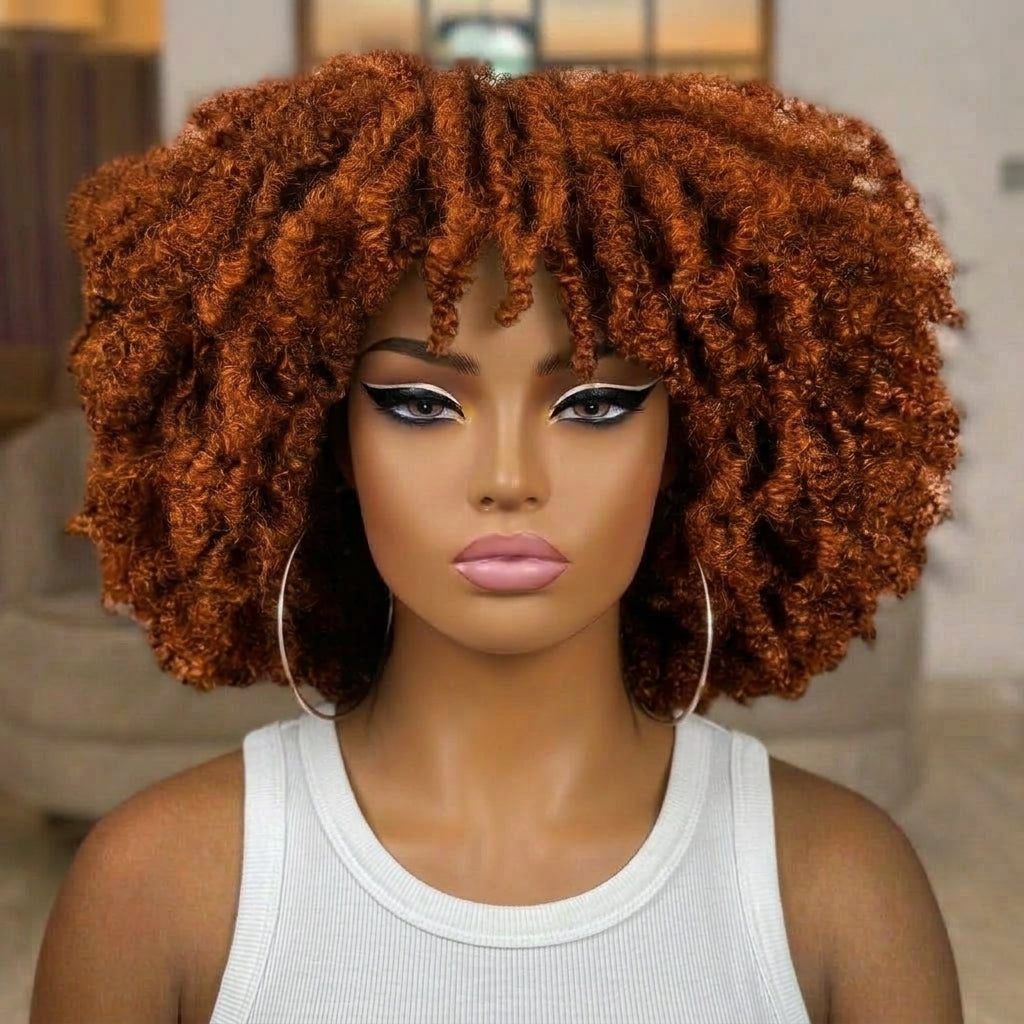 Kinky Curly HD Transparent Lace Frontal Human Hair Wig - Natural Black High Volume 100% Human Hair Wig for Women- Rafarada