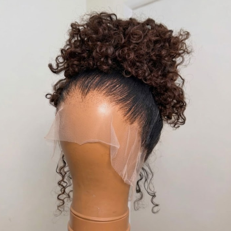 Ombre Natural Black to Deep Brown Curly 13x4 HD Lace Front Wig - Glueless High Volume Curls- Rafarada