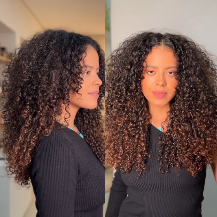 Dark Brown to Caramel Ombre Kinky Curly Lace Front Human Hair Wig | Honey Highlights Balayage Wig for Women | Soft, Voluminous Curls - Rafarada