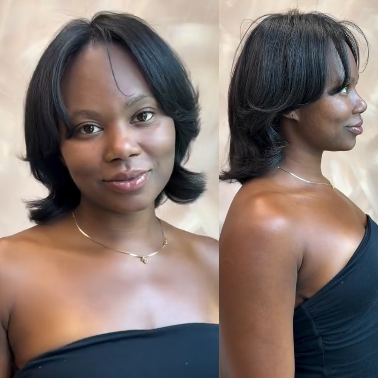 Natural Black Layered Bixie Cut Wig Soft Flipped Wave Texture Glueless Short Hair Wig For Women - Rafarada