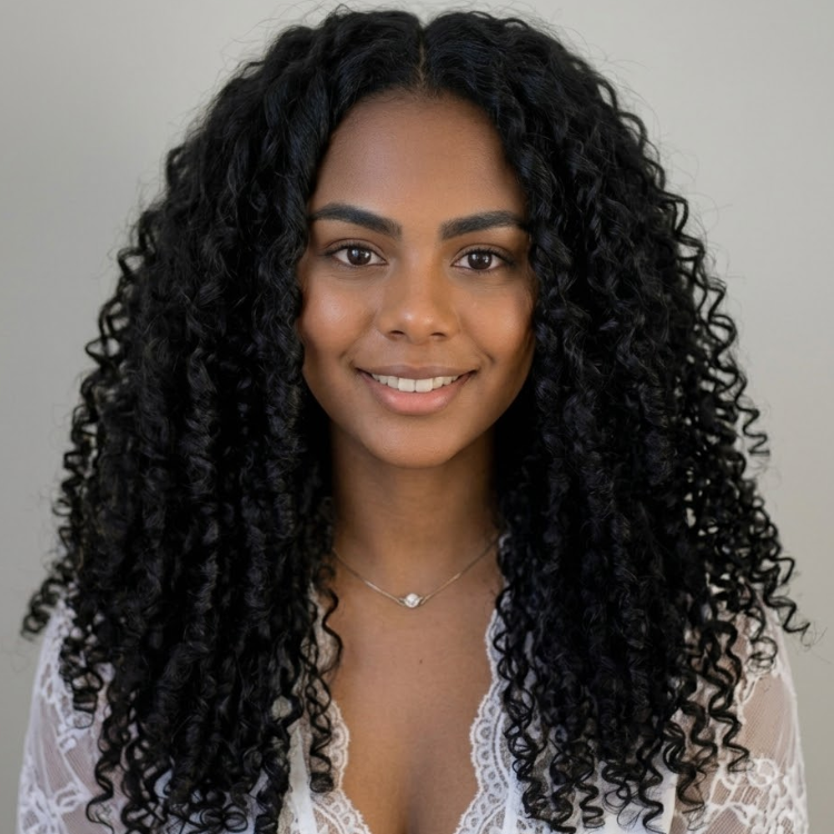Long Jet Black Kinky Curly Human Hair Lace Front Wig Pre-Plucked with Baby Hair Extra Thick Natural Hairline - Rafarada
