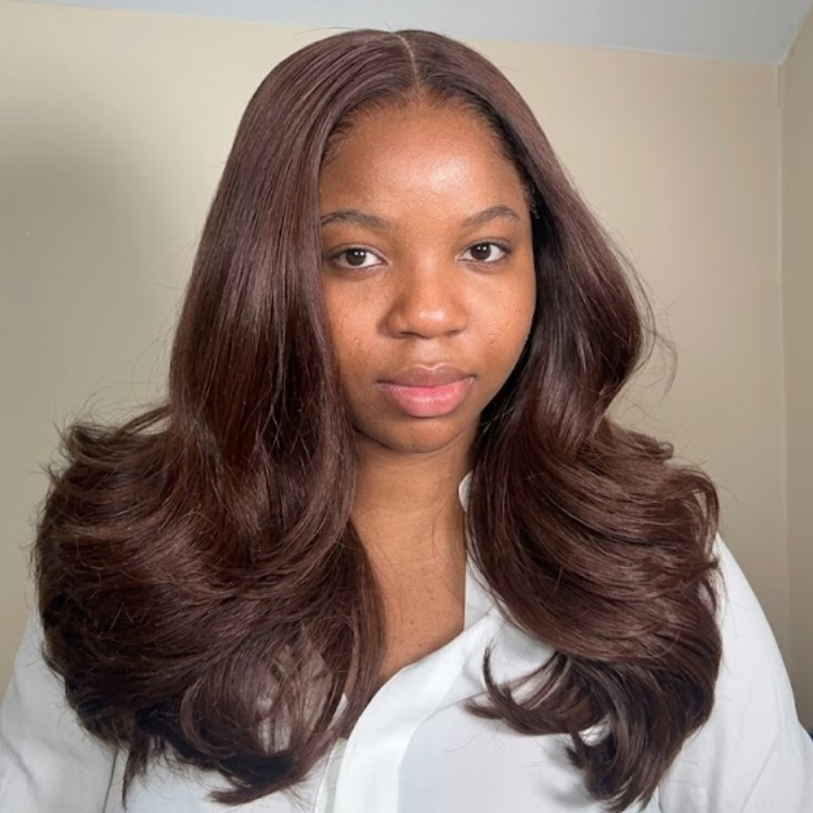 Premium Auburn Brown Long Wavy Glueless Lace Front Wig – Silk Smooth Remy Human Hair - Rafarada