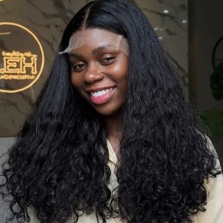 Natural Black Voluminous Loose Deep Wave HD Glueless Lace Front Human Hair Wig- Rafarada
