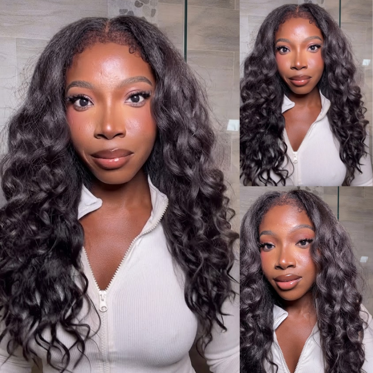 Loose Deep Wave Lace Front Human Hair Wig Glueless Water Wave Wig with Pre-Plucked Hairline for Black Women - Rafarada