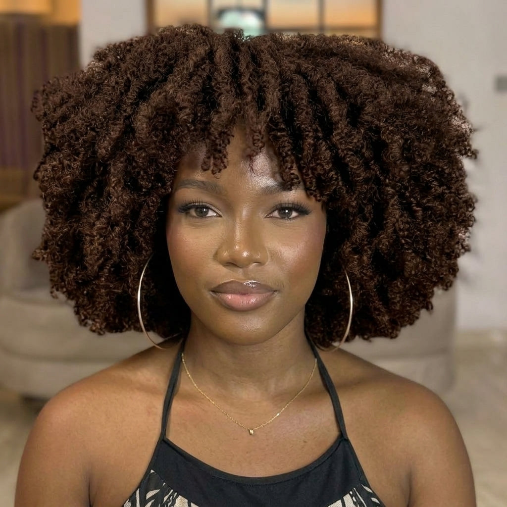 Kinky Curly HD Transparent Lace Frontal Human Hair Wig - Natural Black High Volume 100% Human Hair Wig for Women- Rafarada