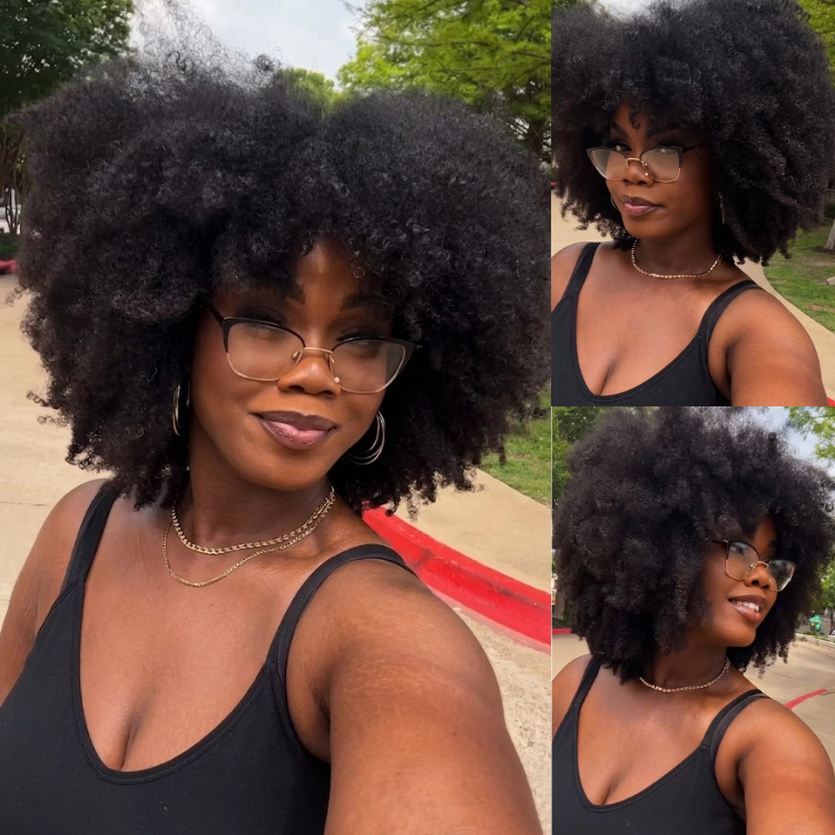 Big Volume Afro Kinky Curly Human Hair Wig - Fluffy 4C Coily Hair Natural Black Glueless Wig for Women- Rafarada - Rafarada
