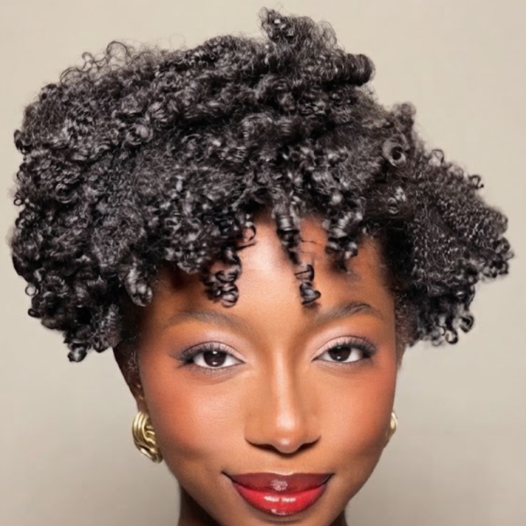Natural Black Color 4C Coily Spiral Curls Human Hair Wig - Glueless Defined Tight Coil Short Bob Lace Front Human Hair Wig- Rafarada