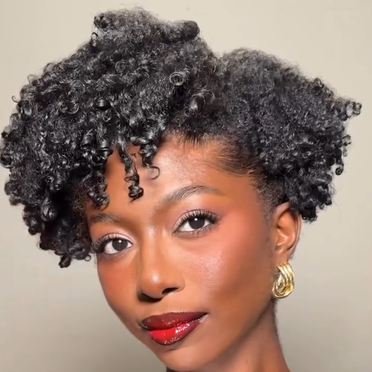 Natural Black Color 4C Coily Spiral Curls Human Hair Wig - Glueless Defined Tight Coil Short Bob Lace Front Human Hair Wig- Rafarada