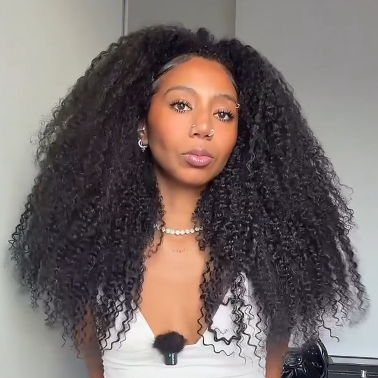 Most Realistic Afro Kinky Coily Human Hair Wig Glueless Lace Wig Natural Black Color with Natural Hairline - Rafarada