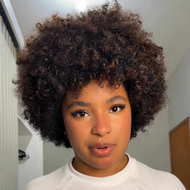 Natural Black &Chestnut Brown Voluminous Afro Kinky Coily Short Wig - Tight Curly Human Hair Wig for Black Women- Rafarada