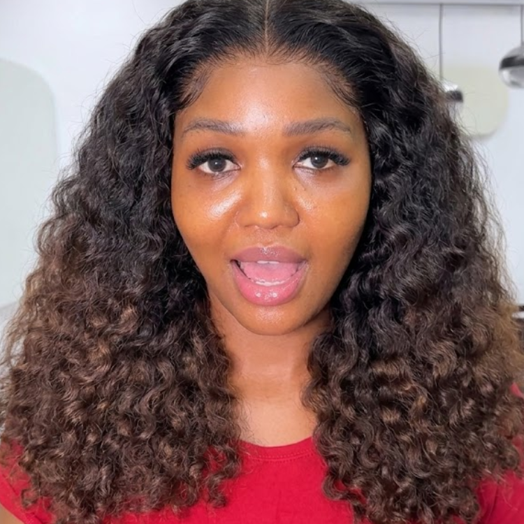 Glueless Deep Wave HD Lace Frontal Human Hair Wig Ombre Natural Black to Chocolate Brown- Rafarada