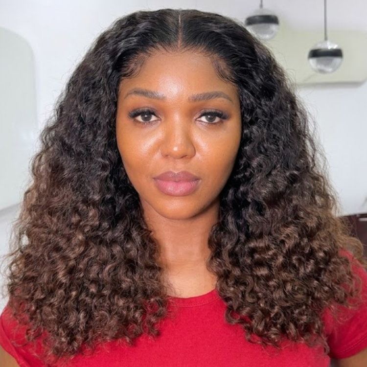 Glueless Deep Wave HD Lace Frontal Human Hair Wig Ombre Natural Black to Chocolate Brown- Rafarada