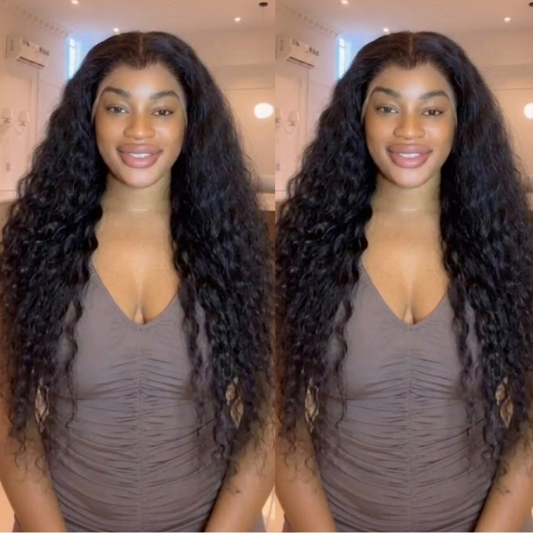Natural Color Long Deep Curly Lace Wig | Glueless HD Lace Frontal Wig | Pre-Plucked Hairline Human Hair - Rafarada