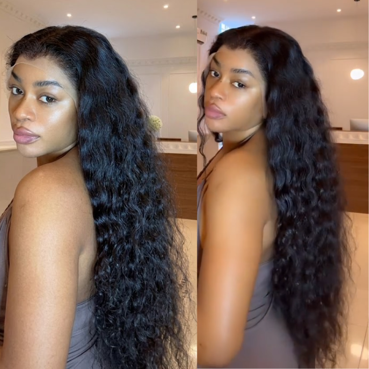 Natural Color Long Deep Curly Lace Wig | Glueless HD Lace Frontal Wig | Pre-Plucked Hairline Human Hair - Rafarada