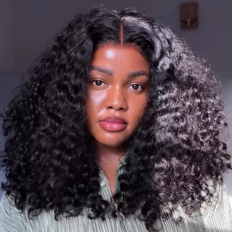 Natural Deep Wave Human Hair Wig - Voluminous & Bouncy Kinky Curls - Rafarada