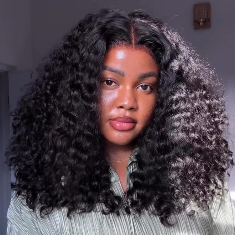 Natural Deep Wave Human Hair Wig - Voluminous & Bouncy Kinky Curls - Rafarada