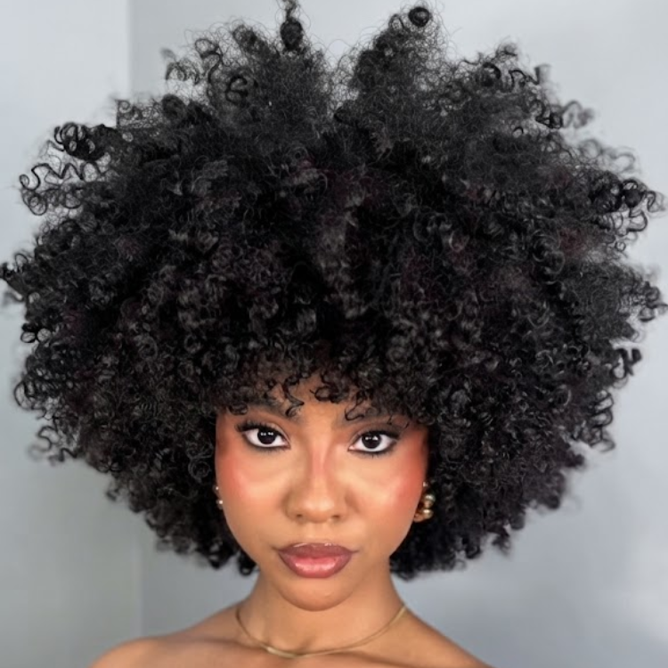 Natural Kinky Curly Human Hair Wig with Bangs - High Volume & Super Fluffy Texture- Rafarada