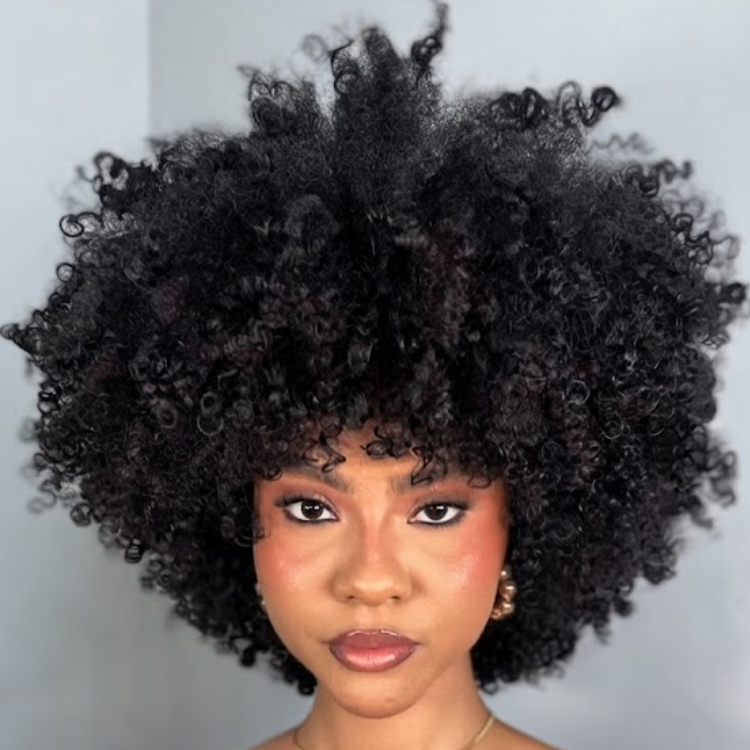 Natural Kinky Curly Human Hair Wig with Bangs - High Volume & Super Fluffy Texture- Rafarada