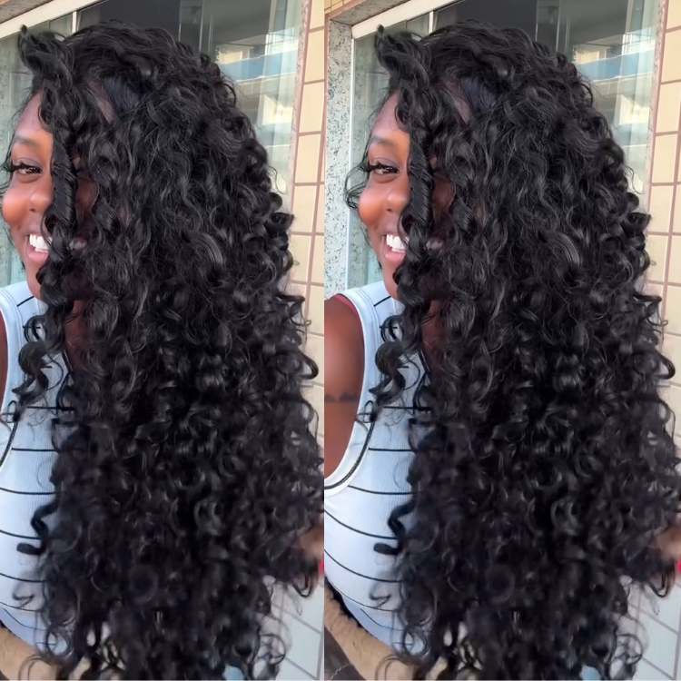 Natural Luster Long Water Wave Wig - Pre-Plucked Hairline & High Elasticity Curls- Rafarada