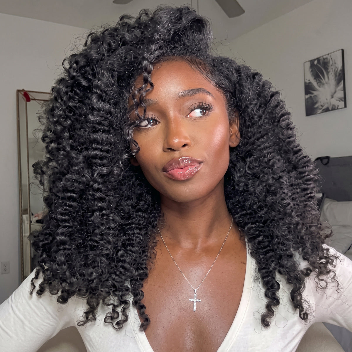 Natural Black Defined Twist Out Coils Human Hair Wig - Voluminous High Elasticity Afro Spiral Curly Wig- Rafarada