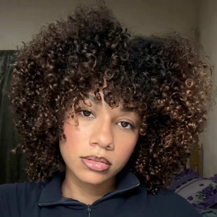 Afro Kinky Coily Wig with Bangs – Ombre Honey Blonde Highlights- Rafarada