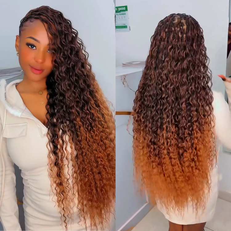 Luxurious Deep Wave Crochet Extensions: Ombre Chocolate to Honey Brown Deep Curly Braids - Natural Looking Hair for Women - Rafarada