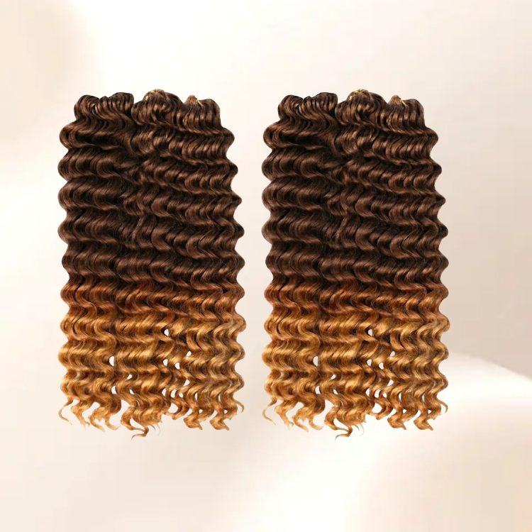 Luxurious Deep Wave Crochet Extensions: Ombre Chocolate to Honey Brown Deep Curly Braids - Natural Looking Hair for Women - Rafarada