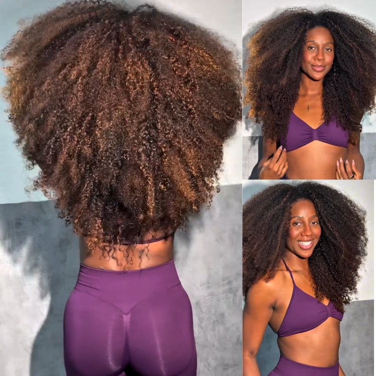 Voluminous Ombre Brown and Honey Blonde Kinky Curly Human Hair Wig - High Density Afro Textured Full Wig- Rafarada
