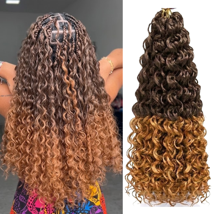 Ombre Dark Brown to Honey Blonde Deep Wave Crochet Human Hair Extensions- Rafarada