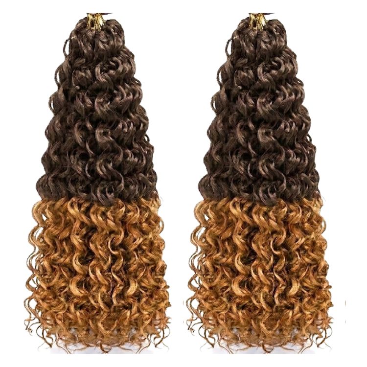 Ombre Dark Brown to Honey Blonde Deep Wave Crochet Human Hair Extensions- Rafarada