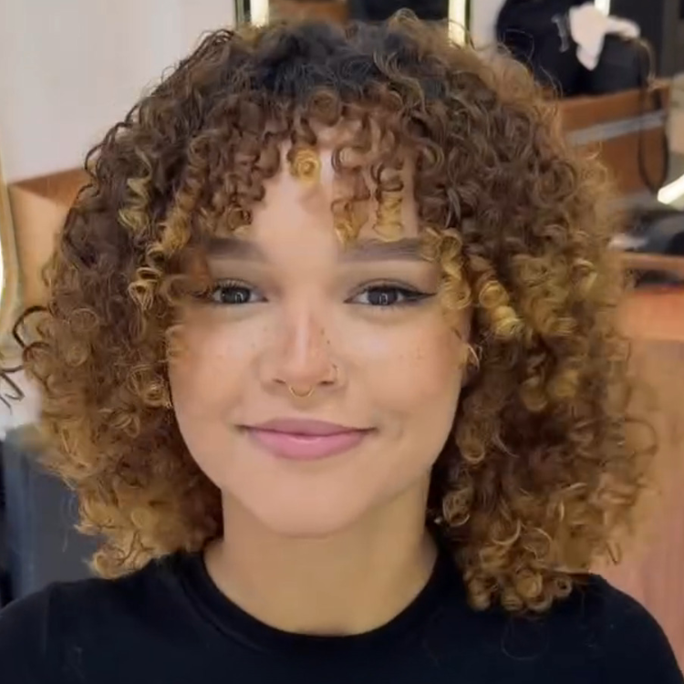 Ombre Dark Brown to Honey Blonde Kinky Curly Bob Wig - Bouncy Ringlet Curls- Rafarada