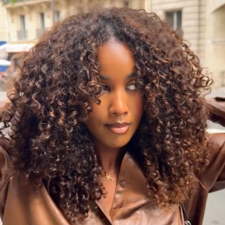 Ombre Honey Brown Kinky Curly V Part Wig Glueless Copper Brown Ombre Human Hair Wig For Women - Rafarada