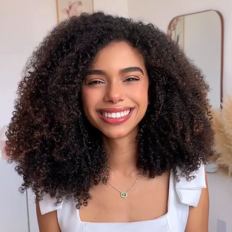 Black to Dark Brown Ombre Afro Kinky Curly Lace Front Wig High Density Glueless Human Hair - Rafarada