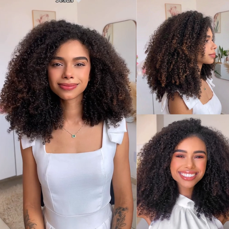 Black to Dark Brown Ombre Afro Kinky Curly Lace Front Wig High Density Glueless Human Hair - Rafarada