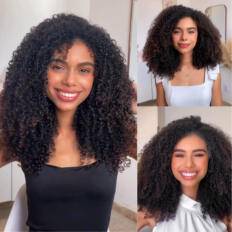Black to Dark Brown Ombre Afro Kinky Curly Lace Front Wig High Density Glueless Human Hair - Rafarada