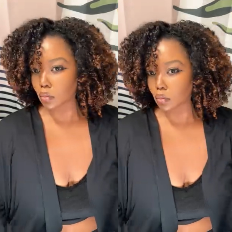 Luxury Ombre Brown Afro Curly Human Hair Wig HD Transparent Lace Frontal Wig 100% Brazilian Hair Ombre Chocolate Brown Glueless Curl Wig - Rafarada