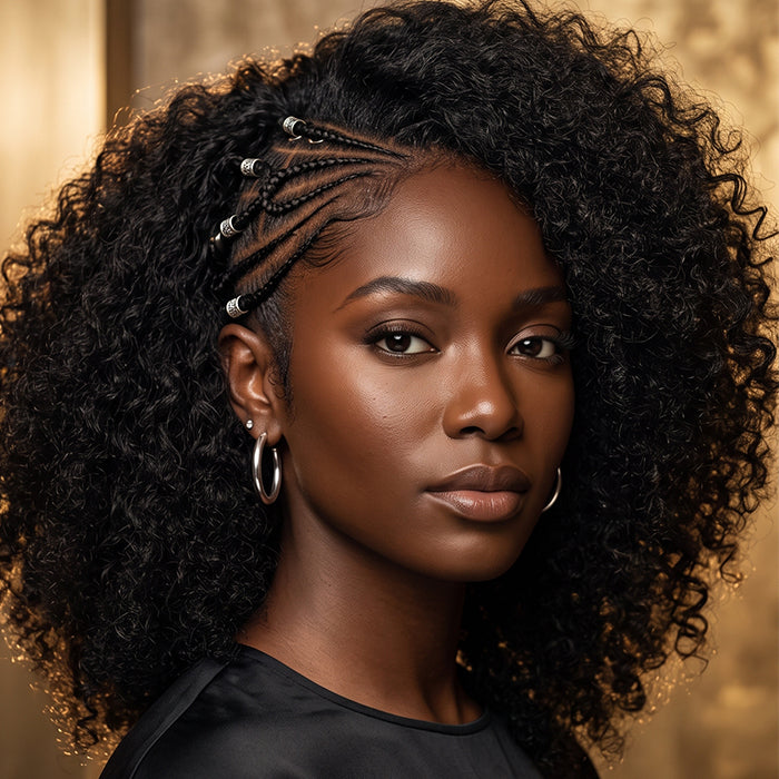 Ready To Wear Pre-Braided Kinky Curly Wig 13x4 Glueless Human Hair Wig Designed For Effortless Beauty And Protective Styling - Rafarada