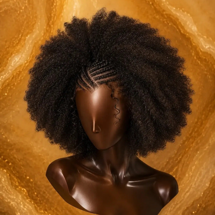 Ready To Wear Pre-Braided Kinky Curly Wig 13x4 Glueless Human Hair Wig Designed For Effortless Beauty And Protective Styling - Rafarada
