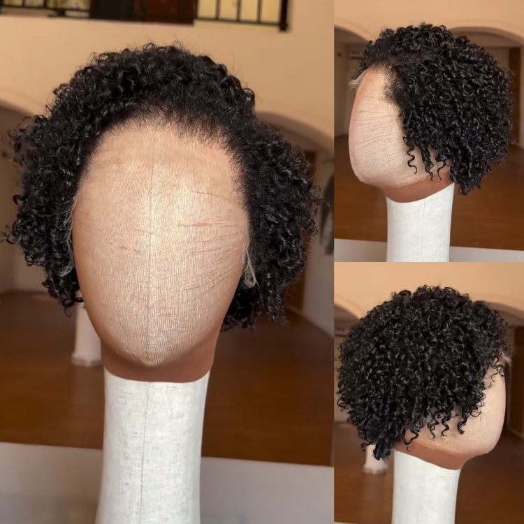 Short Kinky Curly Pixie Cut Wig Full Lace Human Hair Wigs For Women Luxurious Glueless Pre Plucked Natural Color Free Parting - Rafarada