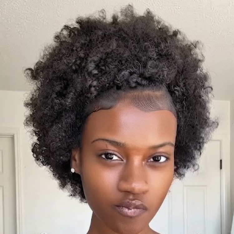 Voluminous Afro Kinky Coily Half Wig - Natural Jet Black Mid-Length Drawstring Ponytail - Rafarada