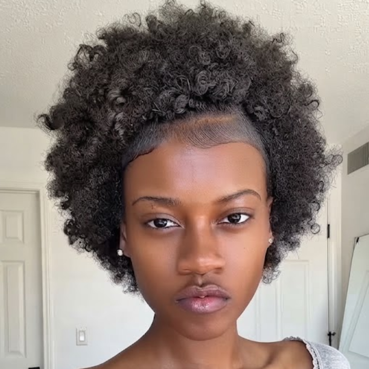 Voluminous Afro Kinky Coily Half Wig - Natural Jet Black Mid-Length Drawstring Ponytail - Rafarada