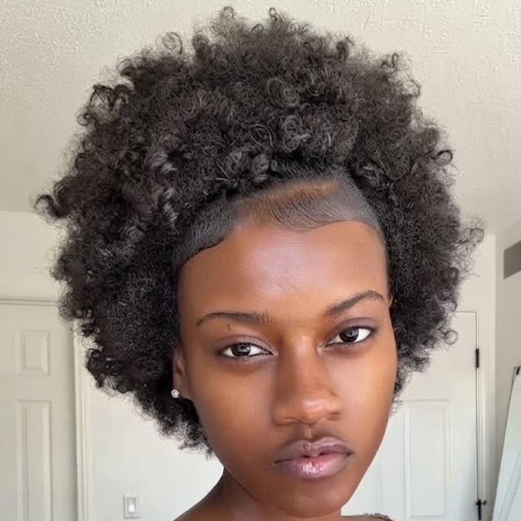Voluminous Afro Kinky Coily Half Wig - Natural Jet Black Mid-Length Drawstring Ponytail - Rafarada